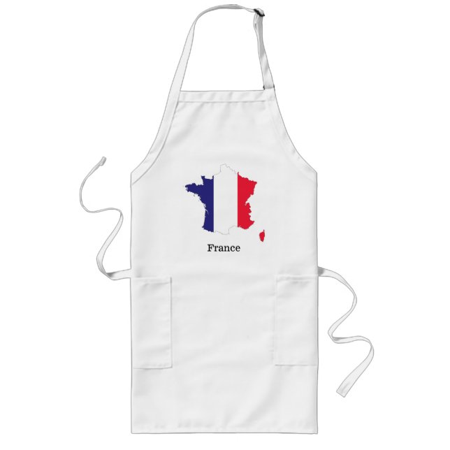 Avental Longo Bandeira da França no Design de Souvenir de Mapa (Frente)