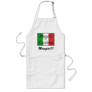 Avental Longo bandeira italiana 3, o Cucina de Migo, Mangia!!!