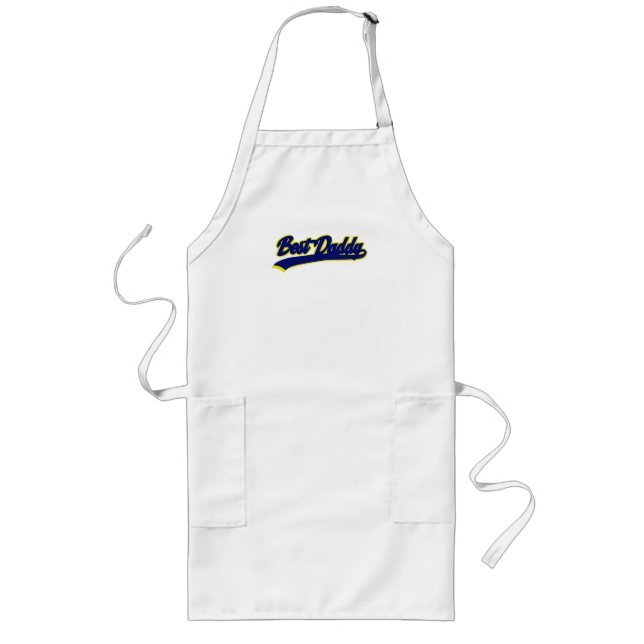 Avental Longo Best Daddy Retro Blue Yellow Typography (Frente)