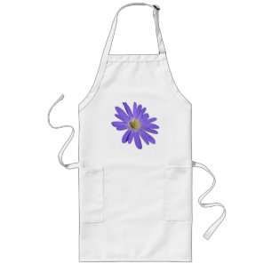 Avental Longo Blue Daisy Apron Belo CHURRASCO Azul Flor Apron