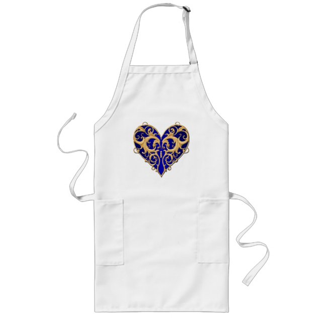Avental Longo Blue Filigree Heart Apron (Frente)