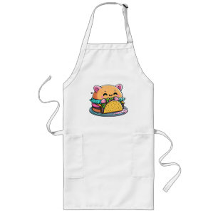 Avental Longo Burger Cat Taco - Cuta, Whimsical, Engraçado, Comi