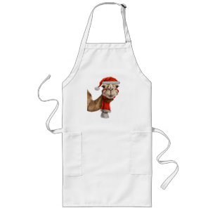 Avental Longo Camelo Fofo Adorável Usando Chapéu de Papai Noel N