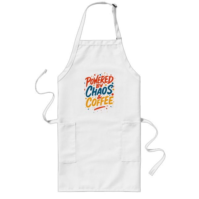 Avental Longo Camiseta Powered by Chaos and Coffee (Frente)