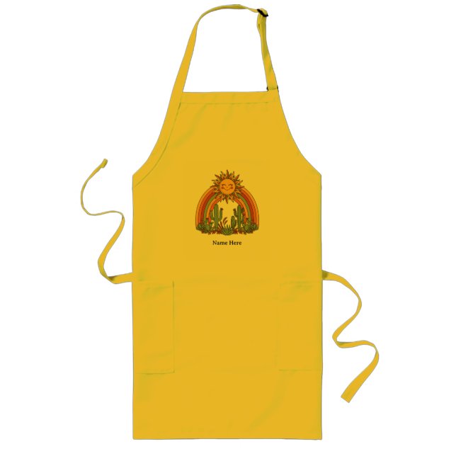 Avental Longo Caneca de café com nome personalizado de cacto arc (Frente)