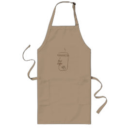 Avental Longo Caneca Fofa de Desenho Simples com Café