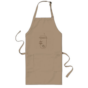 Avental Longo Caneca Fofa de Desenho Simples com Café