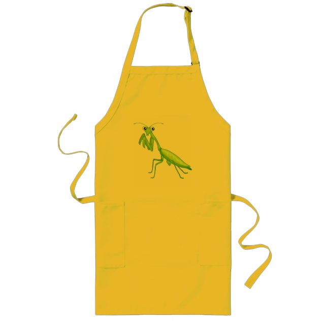 Avental Longo Caricatura Verde Rezando Mantis Apron (Frente)
