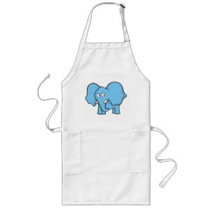 Avental Longo Cartoon de elefante azul