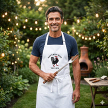 Cartoon Engraçado Chef Cook Rooster Apron