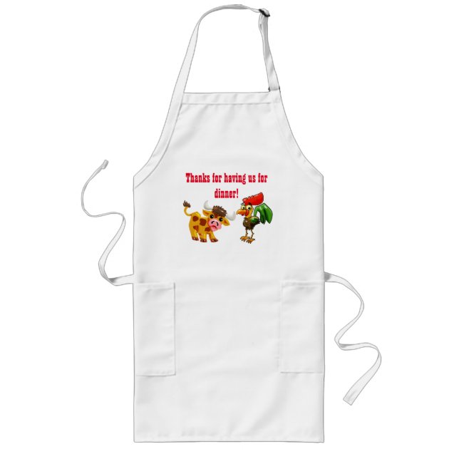 Avental Longo Cartoon Steer e Rooster Long Apron (Frente)
