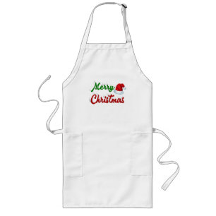 Avental Longo Chapéu de Papai Noel Natal Feliz vermelho verde sc