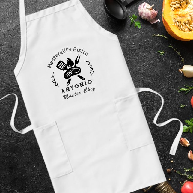 Avental Longo Chef Mestre Personalizado com Gráfico de Utensílio (Criador carregado)