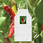 Avental Longo Chef Quente de Pepper Vermelho Quente<br><div class="desc">Este avental,  nas cores da bandeira italiana,  de cor verde,  branca e vermelha,  apresenta a imagem fotográfica de um pimenta-pimenta-do-sul contra folhas verdes na placa-mãe branca. O texto é personalizável para um Nome ou seu próprio texto. Esta é a fotografia original do jardim por JLW_PHOTOGRAPHY.</div>