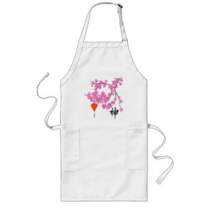 Avental Longo Cherry Blossom Design Apron