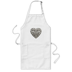 Avental Longo Coração Elegante Designer Apron