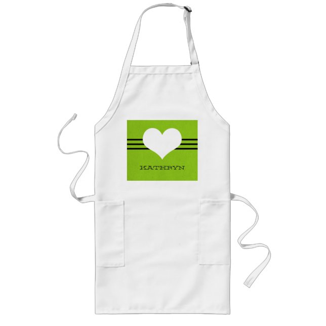 Avental Longo Coração Moderno Verde Apron (Frente)