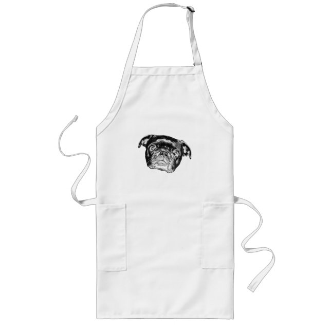 Avental Longo Cozinha de Arte Pug Mood (Frente)