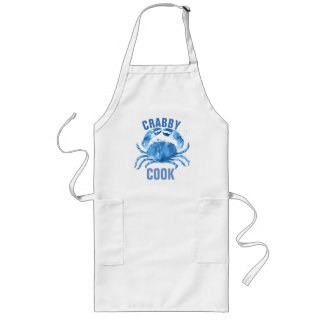 Avental Longo Crabby Cook Watercolor Blue Crab Ilustração