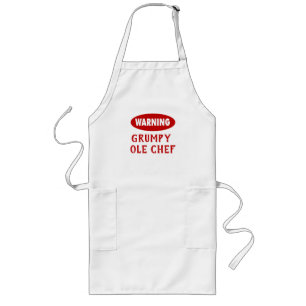 Avental Longo Customizable  Warning Grumpy Chef Apron
