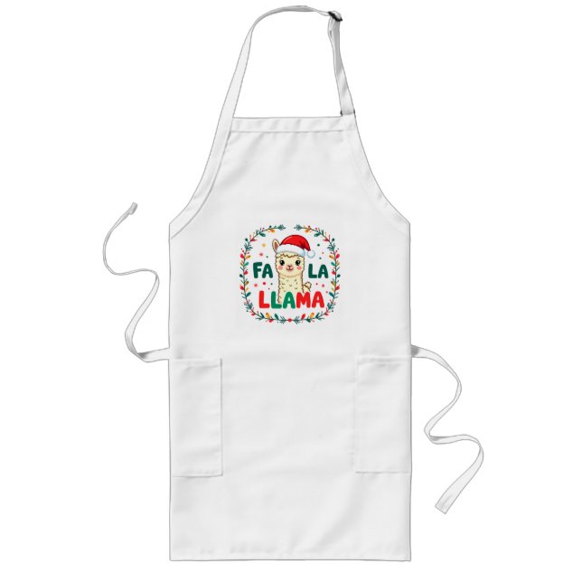Avental Longo Cute Llama Christmas Design – "FÁ LA LAMA" Holiday (Frente)