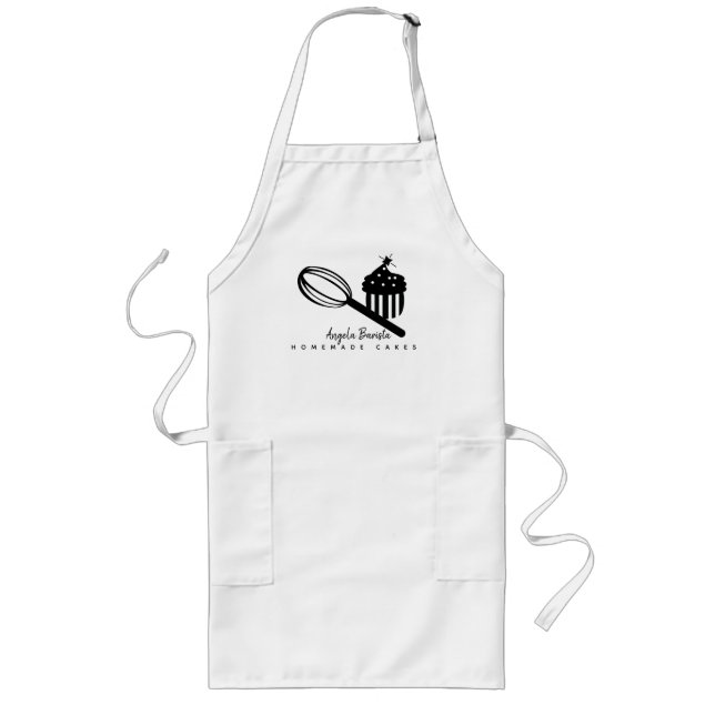 Avental Longo Desenho de mão de Cupcake caseiro (Frente)