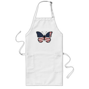 Avental Longo Design Borboleta Bandeira Americana