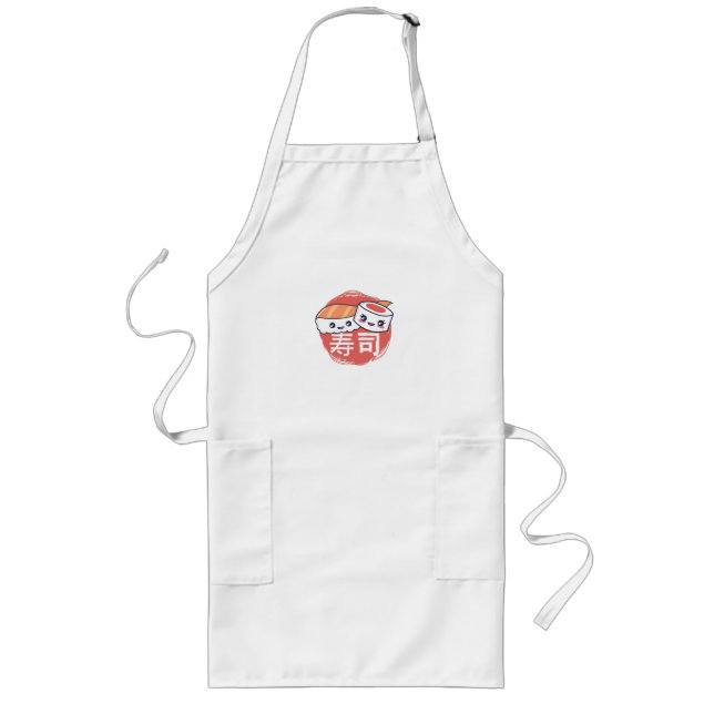 Avental Longo Design de Cartoon de Sushi Engraçado (Frente)