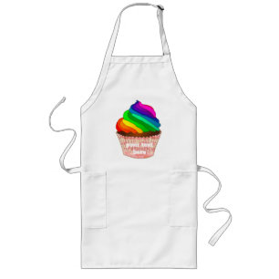 Avental Longo Design de Orgulho de Cupcake Arco-Íris Personalizá