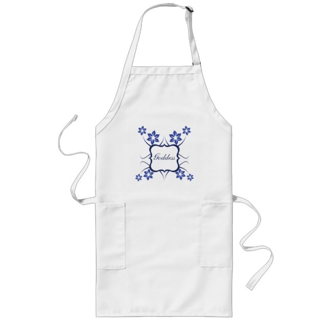 Avental Longo Deusa Apron Floral, Azul Vibrante (Frente)
