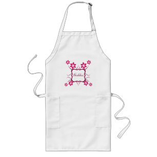 Avental Longo Deusa Floral Apron, Magenta