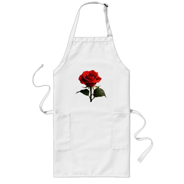 Avental Longo Elegante Red Bloom O Último Apron Floral (Frente)
