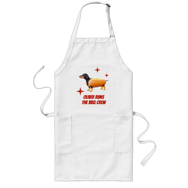 Avental Longo Equipe de Churrasco Dachshund Personalizada, Cacho (Frente)