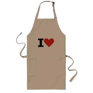 Avental Longo Eu Amo Coração Gráfico Clássico Minimalista Cozinh