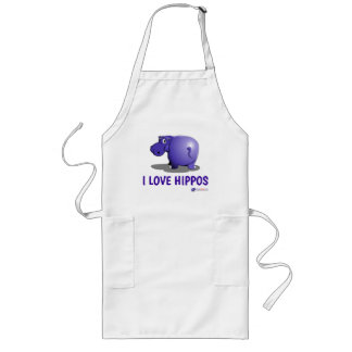 Avental Longo Eu Amo Hippos Apron