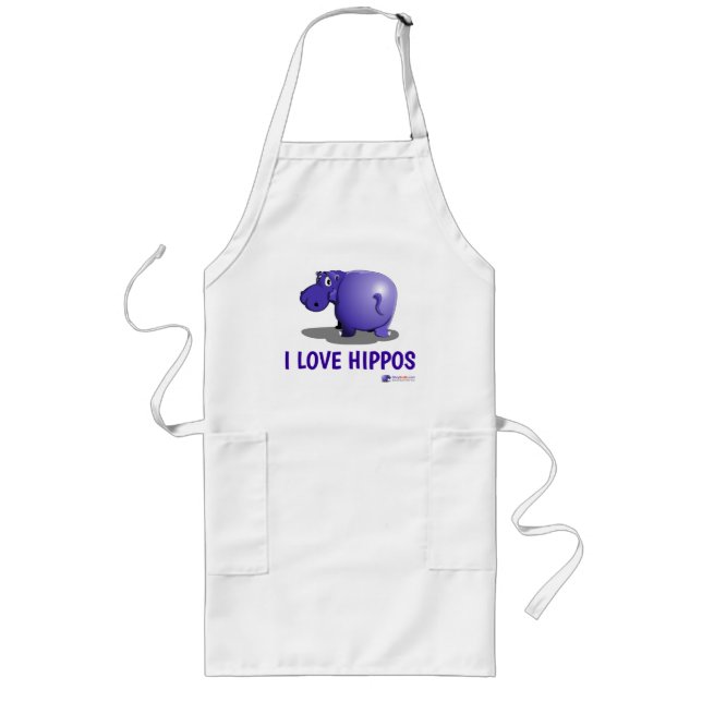Avental Longo Eu Amo Hippos Apron (Frente)