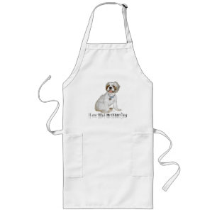 Avental Longo Eu Amo Meu Cachorrinho Branco - Shih Tzu