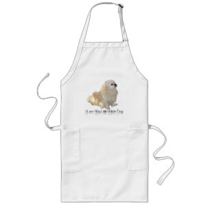 Avental Longo Eu Amo Meu Pequeno Cachorro Branco - Pekingese!