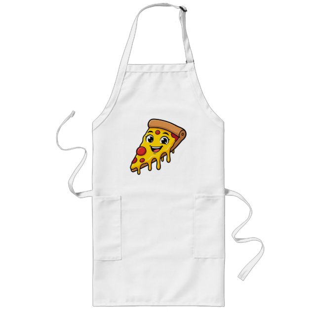 Avental Longo Fatia de Pizza Feliz e Divertida com Queijo Elásti (Frente)
