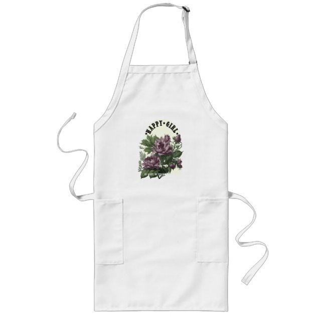 Avental Longo Feliz design floral (Frente)