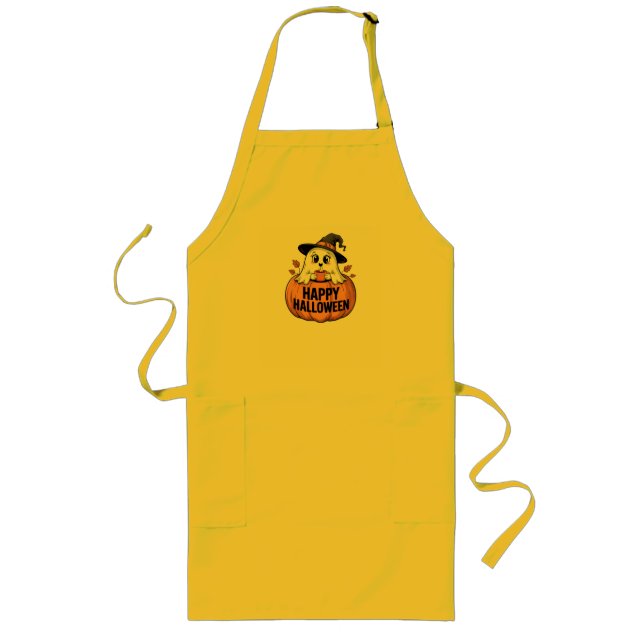 Avental Longo Feliz Halloween Caffeine Ghost (Frente)