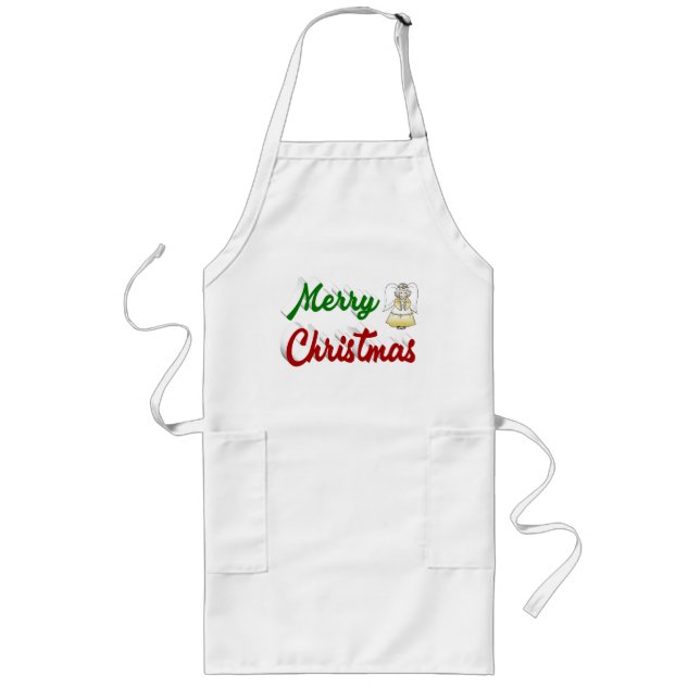 Avental Longo Feliz Natal Angel red script verde (Frente)