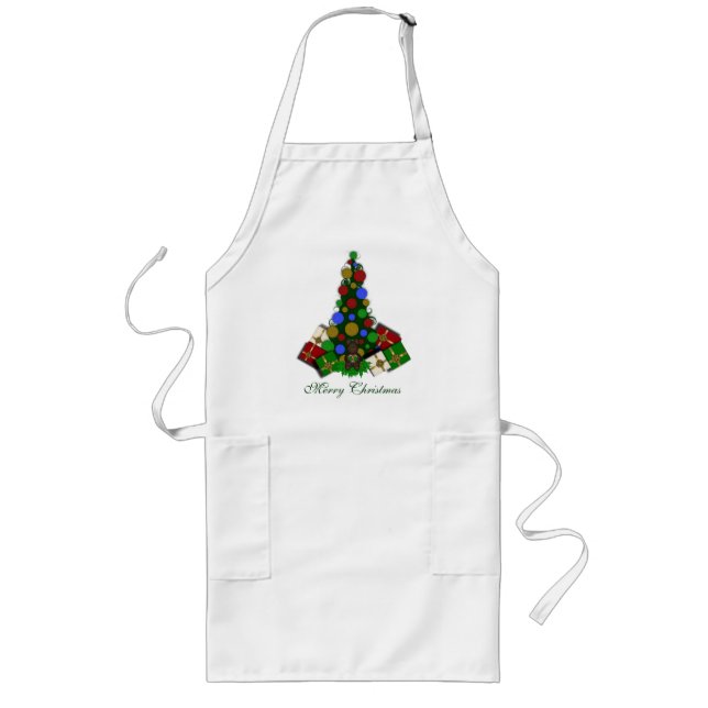 Avental Longo Feliz Natal Árvore Apron (Frente)