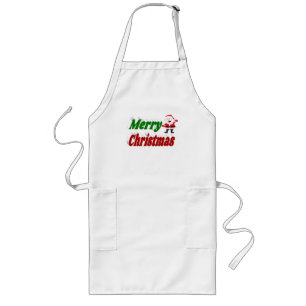 Avental Longo Feliz Natal Santa Claus - tipografia verde vermelh