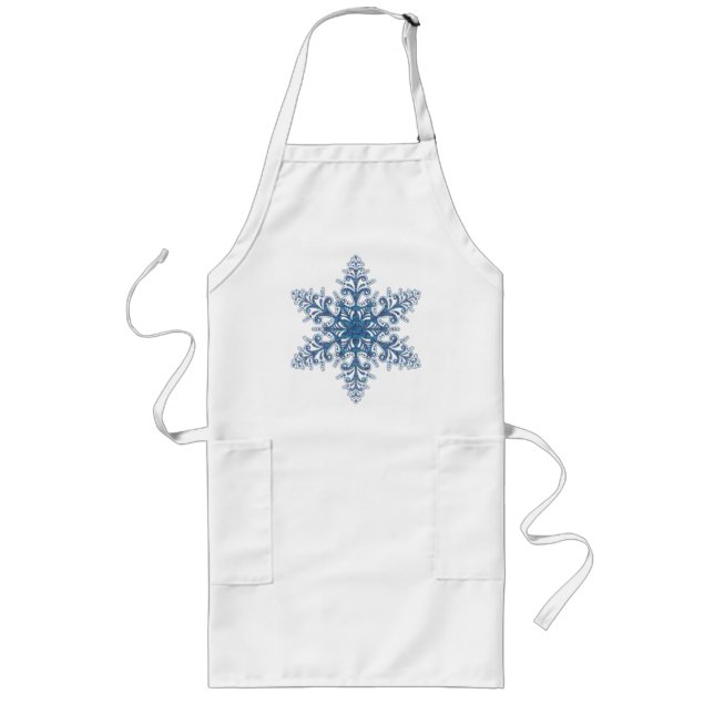 Avental Longo Floco de neve azul Apron (Frente)