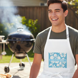 Avental Longo Flores de Praia Azul Tropicais