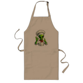 Avental Longo Funny Alien Chef Design Cute Space Cook With Chef