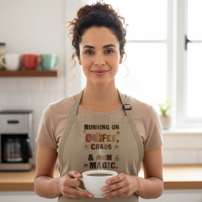 Avental Longo Funny Coffee Chaos & Mom Magic (Criador carregado)