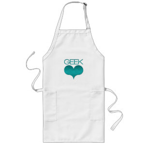 Avental Longo Geek Love (Heart) Apron, Turquoise