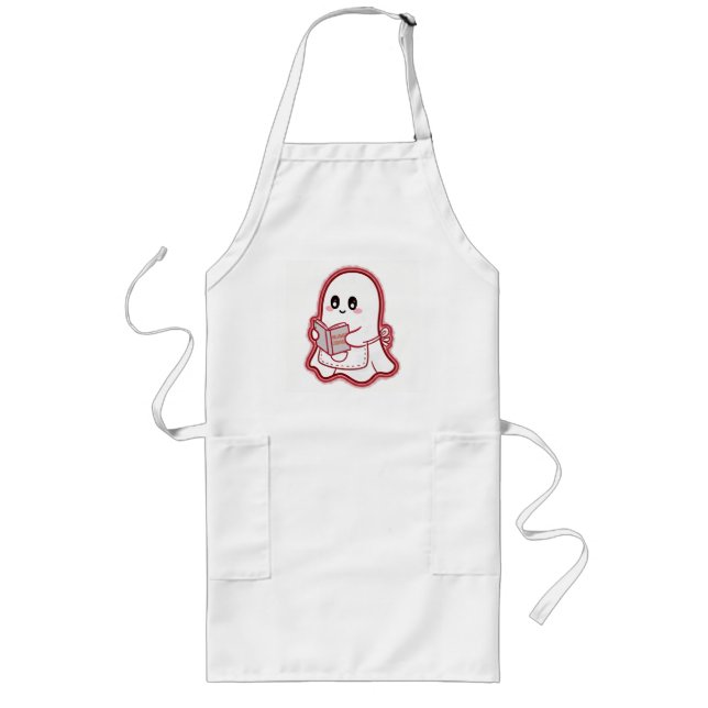 Avental Longo Ghost Chef Apron – Spooky Halloween Cooking fun (Frente)